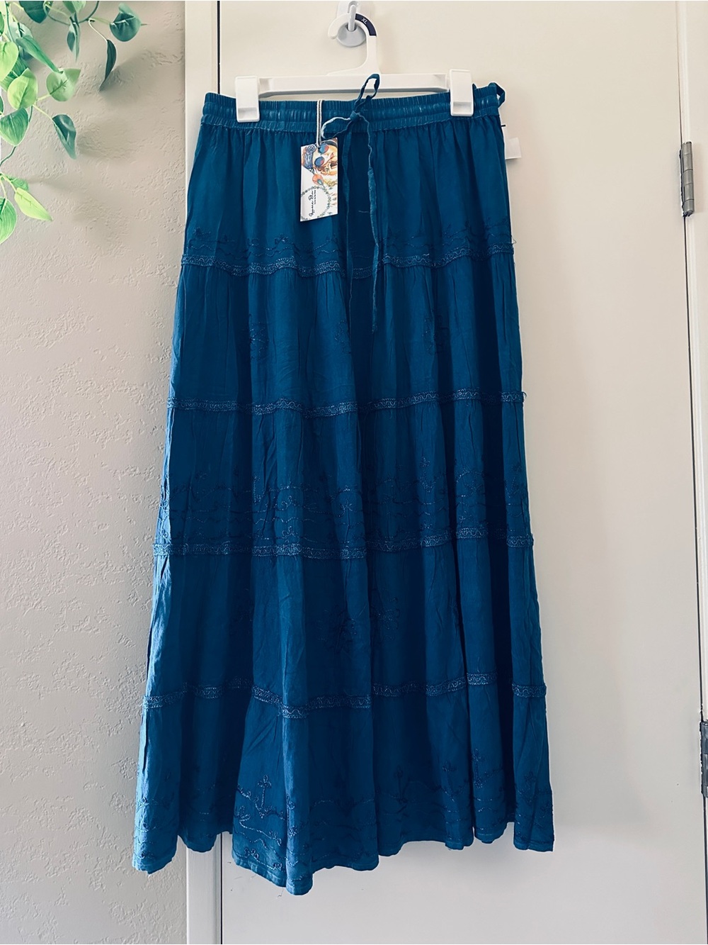 Tiered Maxi Skirt in Deep Blue-Size Small by Gypsieblu